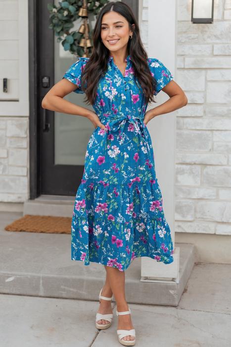 Petal Tide Tiered Midi Dress