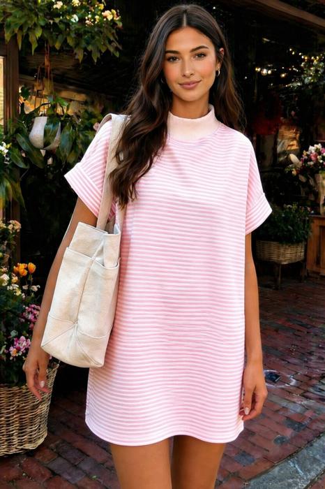 Blush Harbor Stripe T-Shirt Dress