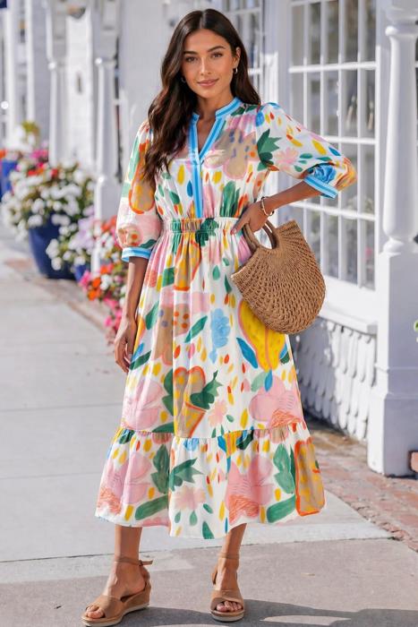 Sunlit Garden Breeze Midi Dress
