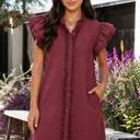  Crimson Romance Ruffle Dress