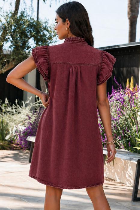 Crimson Romance Ruffle Dress