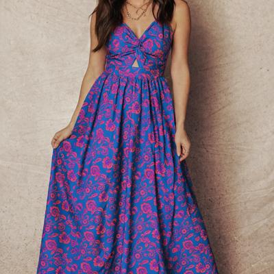 Vivid Floral Twist Maxi Dress