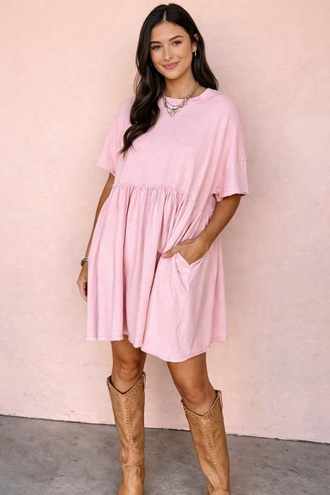 Sweet Pink Babydoll Mini Dress