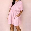  Sweet Pink Babydoll Mini Dress