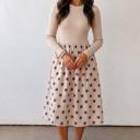  Cafe au Lait Polka Dot Midi Dress