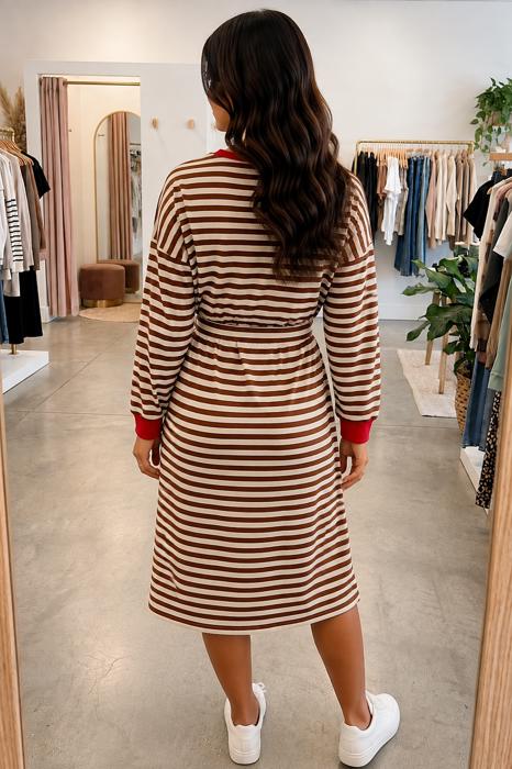 Cocoa & Cherry Striped Tie-Waist Dress