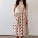  Cafe au Lait Polka Dot Midi Dress