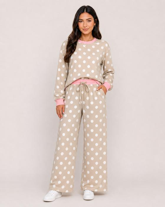 Biscotti Dot Contrast Trim Lounge Set