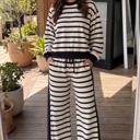 Beige Small Coastal Ease Striped Pant Set