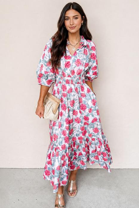 Rosalie Bloom Smocked Midi Dress