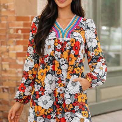 Bohemian Poppy Rainbow Mini Dress