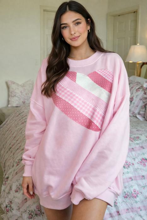 Patchwork Heart Cozy Sweatshirt