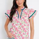  Pink Cosmos Ruffle Blouse