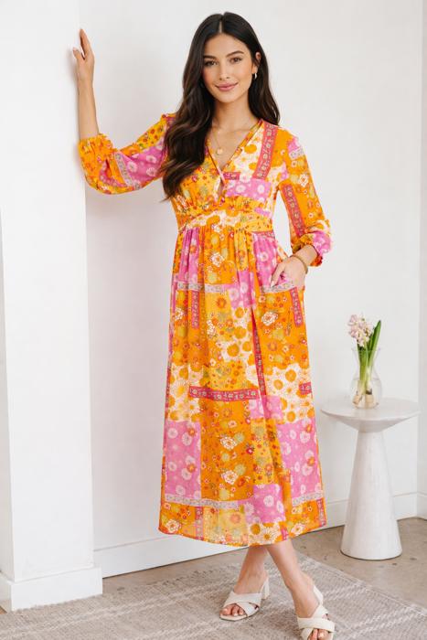 Sunset Patchwork Maxi Dress
