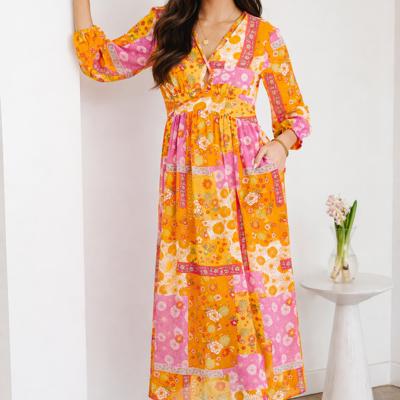 Sunset Patchwork Maxi Dress