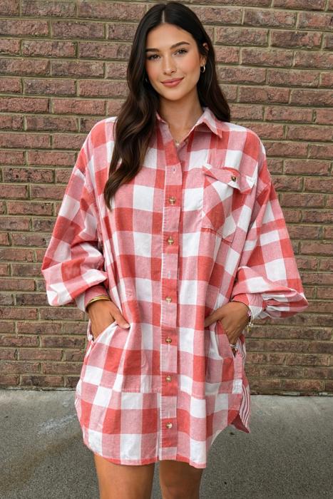 Sunset Gingham Overshirt Dress