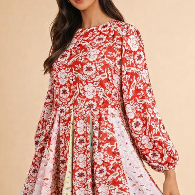 Crimson Crane Garden Mini Dress