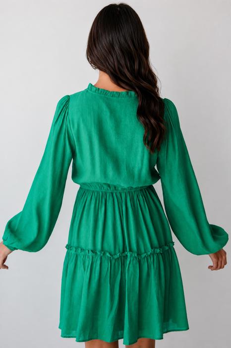 Emerald Whisper Ruffle Dress