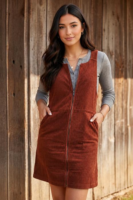 Rustwood Ridge Corduroy Jumper Dress