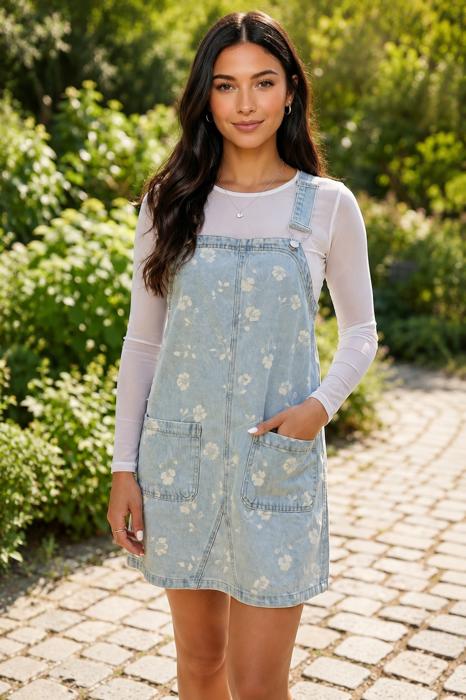 Wildflower Lane Denim Pinafore Dress