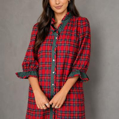 Holly Manor Plaid Ruffle Shirt Dress
