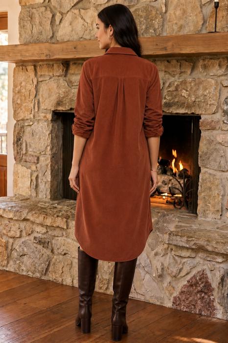 Autumn Hearth Corduroy Shirt Dress