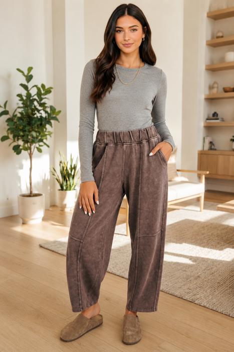 Cocoa Drift Mineral Wash Barrel Pants