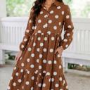  Cinnamon Charm Polka Dot Tiered Midi Dress