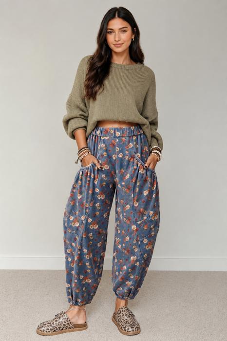 Autumn Bloom Barrel Leg Pants
