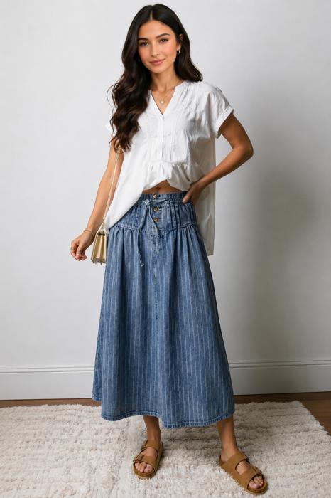 Bluebell Breeze Denim Midi Skirt
