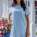  Coastal Breeze Pinstripe Denim Dress