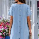  Coastal Breeze Pinstripe Denim Dress