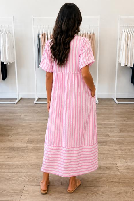 Pink Sugar Seersucker Maxi Dress