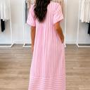  Pink Sugar Seersucker Maxi Dress