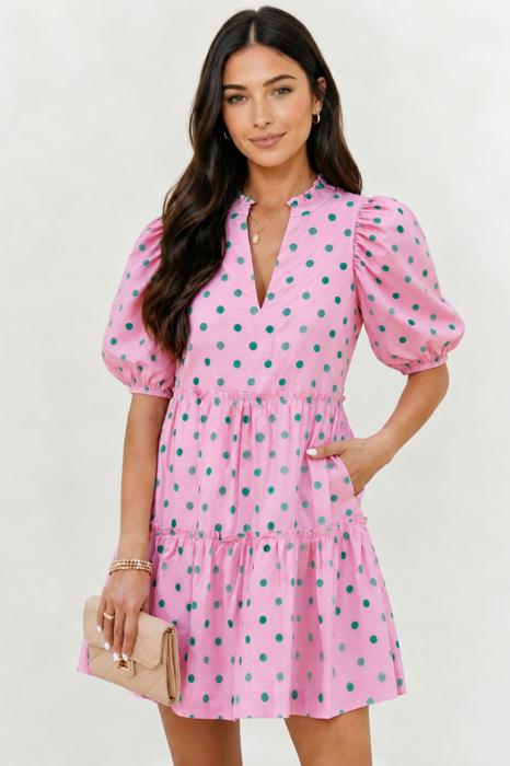 Pink Lemonade Polka Dot Babydoll Dress