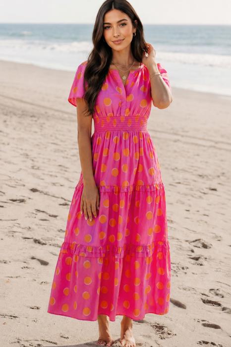 Pink Lemonade Polka Dot Midi Dress