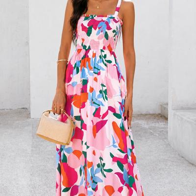 Pink Paradise Bloom Smocked Maxi Dress