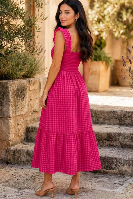 Pink Lemonade Picnic Gingham Maxi Dress