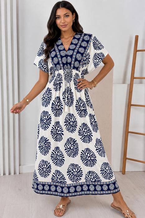 Santorini Seashell Breeze Maxi Dress