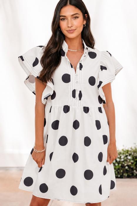 Midnight Dot Charm Mini Dress