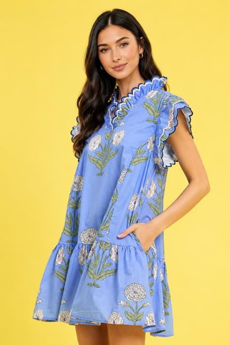 Bluebell Scallop Breeze Mini Dress