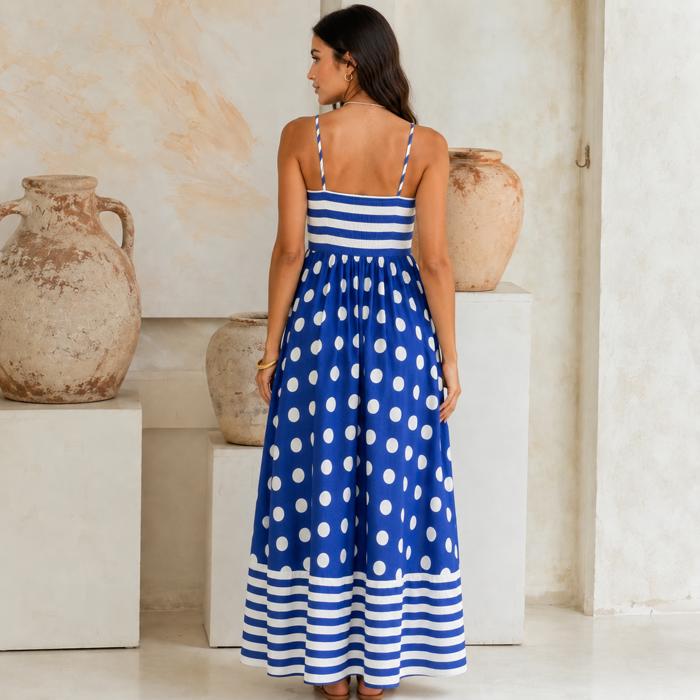 Santorini Seaside Charm Maxi Dress