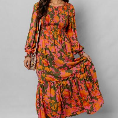 Sunset Bloom Smocked Maxi Dress