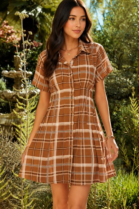 Maple Grove Plaid Shirt Dress