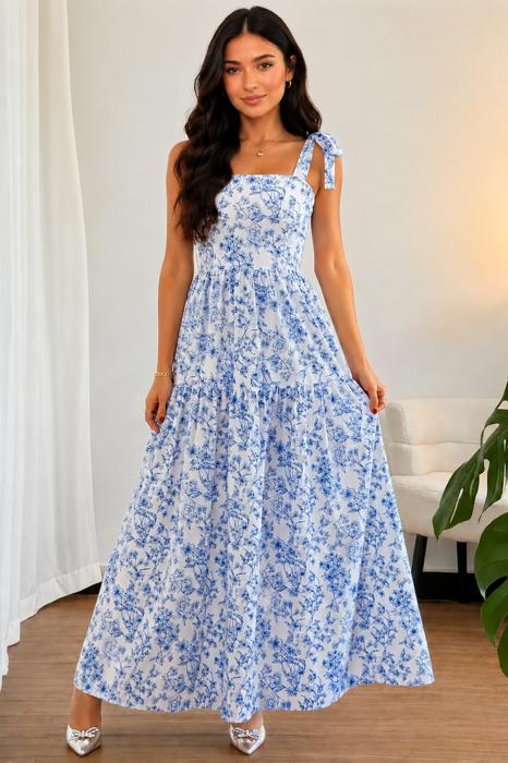 Bluebell Manor Tie-Shoulder Maxi Dress