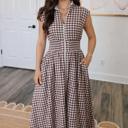  Gingham Zip Midi Sundress
