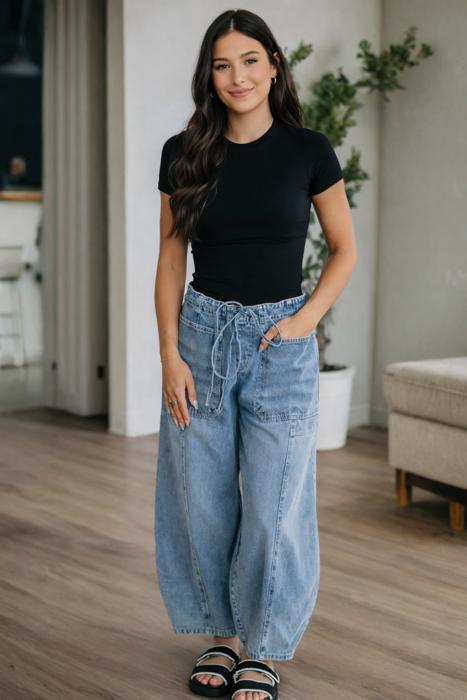 Breeze Cargo Denim Barrel Pants