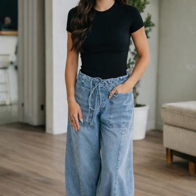 Breeze Cargo Denim Barrel Pants