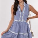  Seersucker Scallop Tiered Mini Dress