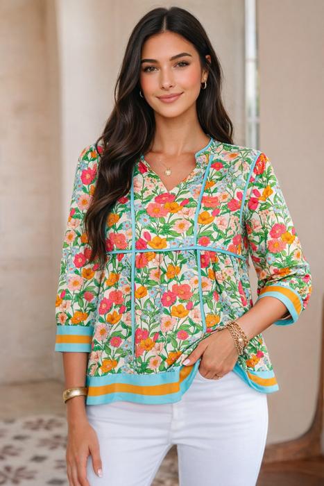Meadow Glow Tie-Front Blouse